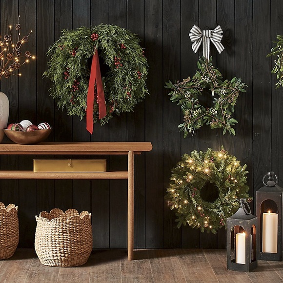 Dimensional Star Door Swag by Grandin Road w/ Striped Bow - Farmhouse Wreath - Picture 3 of 3